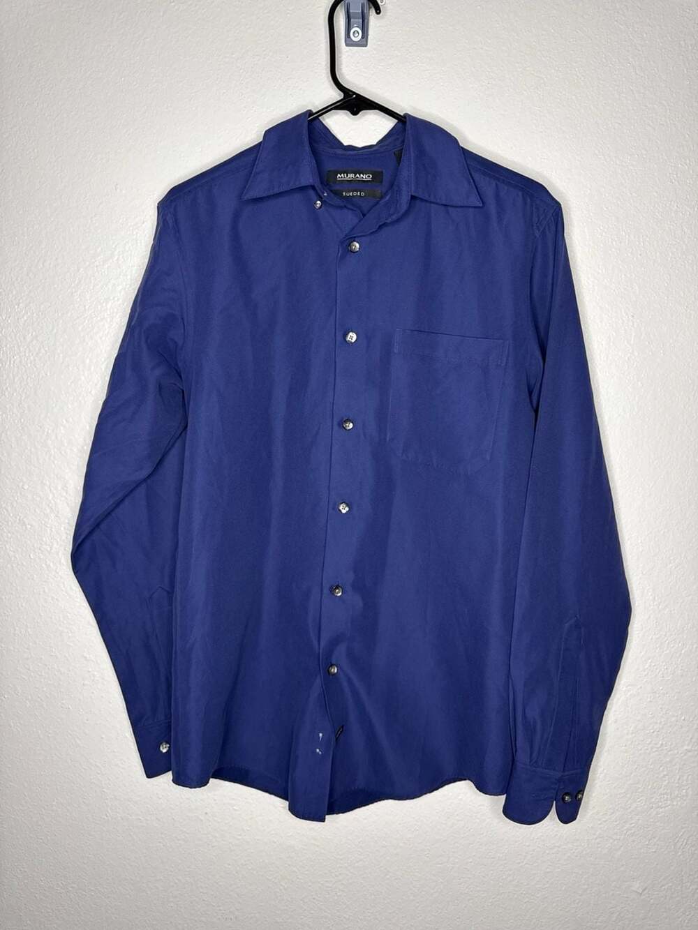 Murano Sueded Blue Long Sleeve Button Up Dress Shirt Men's Size S